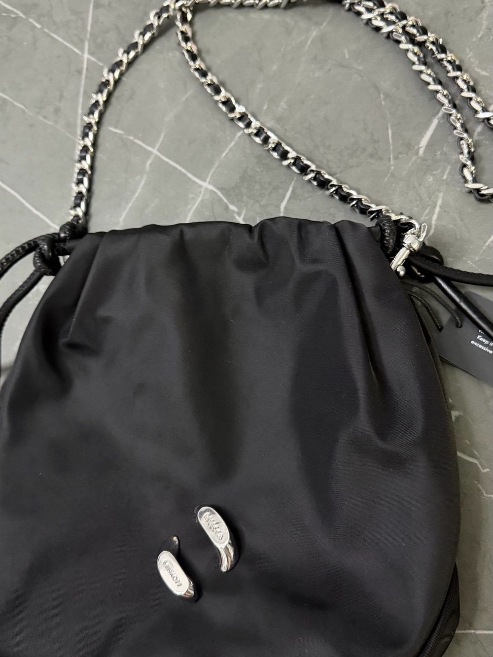 Rebecca Minkoff Black Nylon Crossbody with Silver Chain - Picture 4 of 4